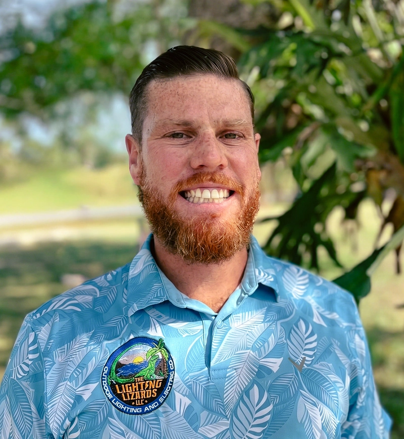 Brian Danque, founder of The Lighting Lizards, at an outdoor lighting project in Cocoa, Florida